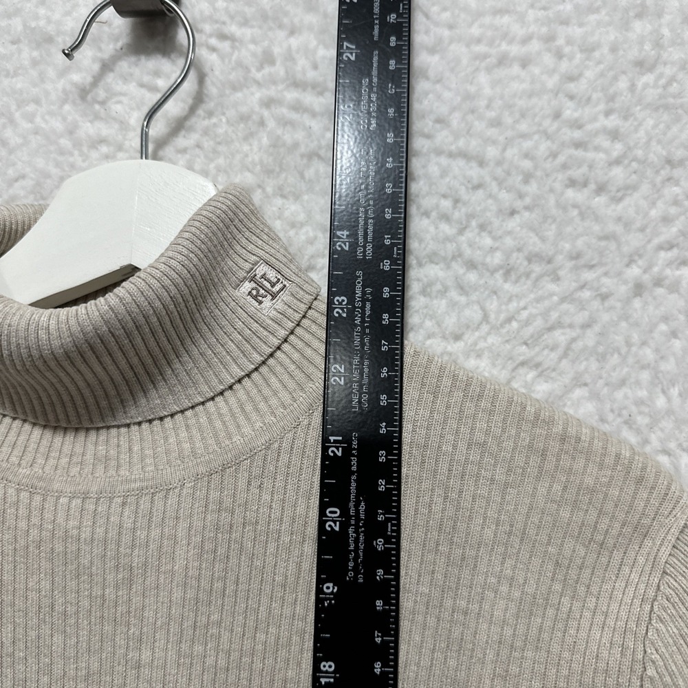 Ralph Lauren LRL Beige Turtle Neck Sweater Ribbed Women's Size M Long Sleeve - Picture 8 of 9